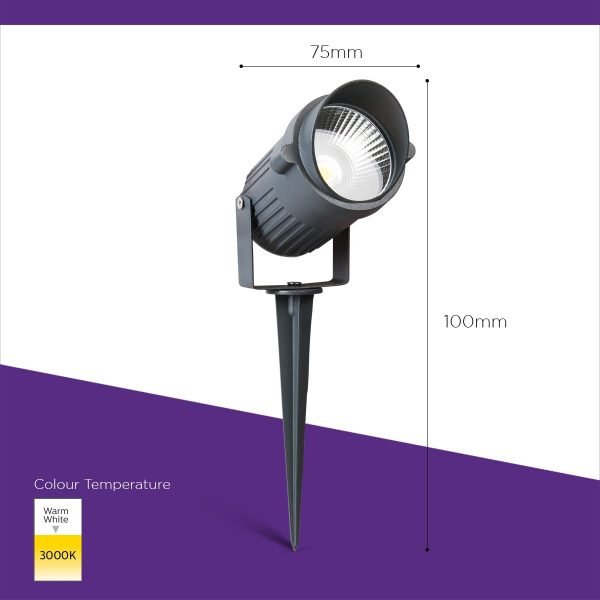 7W EcoLink Garden Spike Light 3000K IP65