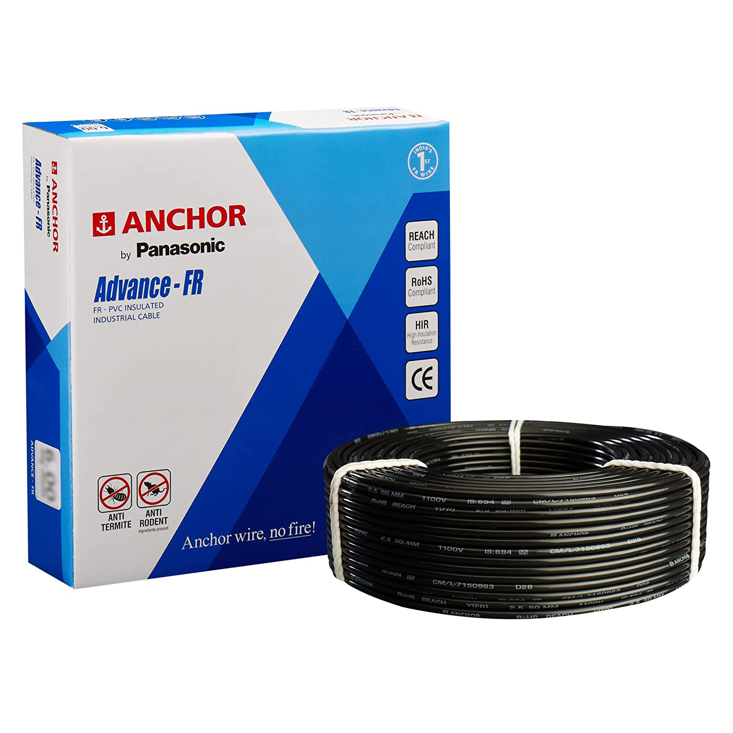 Anchor Advance FR 1.5mm Wire Black 90 Meter