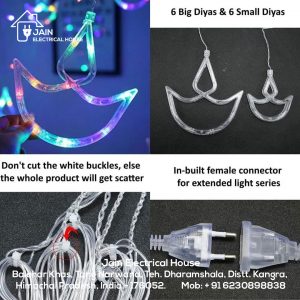 Diya Curtain LED Light (6+6 Diya) | Decorative Lights for Diwali (Multicolor)