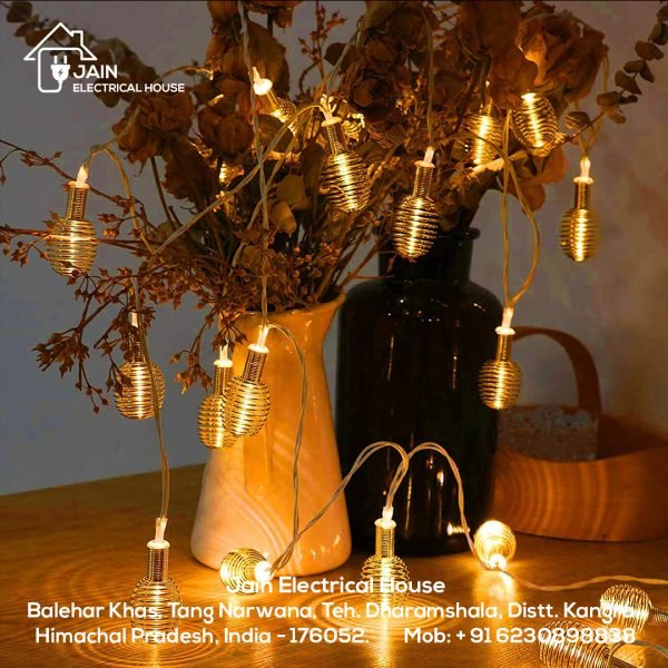 LED Golden Metal Spring String Lights (Warm White)