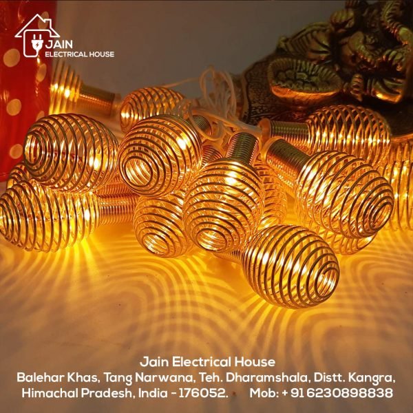 LED Golden Metal Spring String Lights (Warm White)