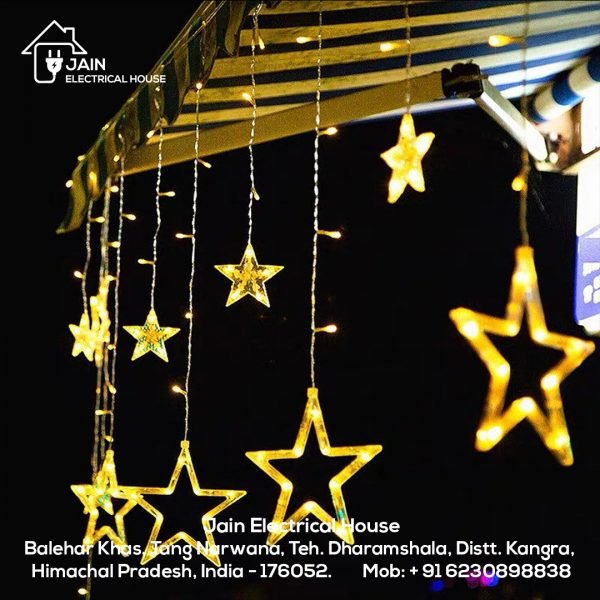 Decorative Festive Star Curtain LED Light (6+6 Star) | Decorative Lights for Diwali (Warm White)