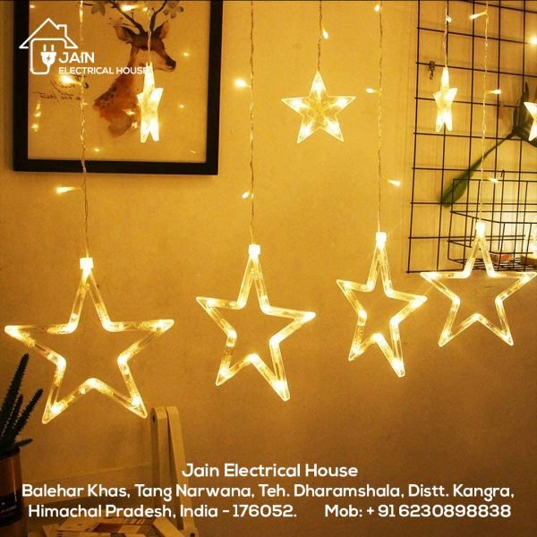 Decorative Festive Star Curtain LED Light (6+6 Star) | Decorative Lights for Diwali (Warm White)