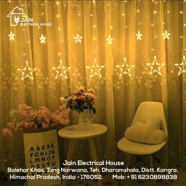 Decorative Festive Star Curtain LED Light (6+6 Star) | Decorative Lights for Diwali (Warm White)