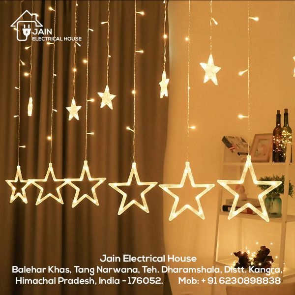 Decorative Festive Star Curtain LED Light (6+6 Star) | Decorative Lights for Diwali (Warm White)