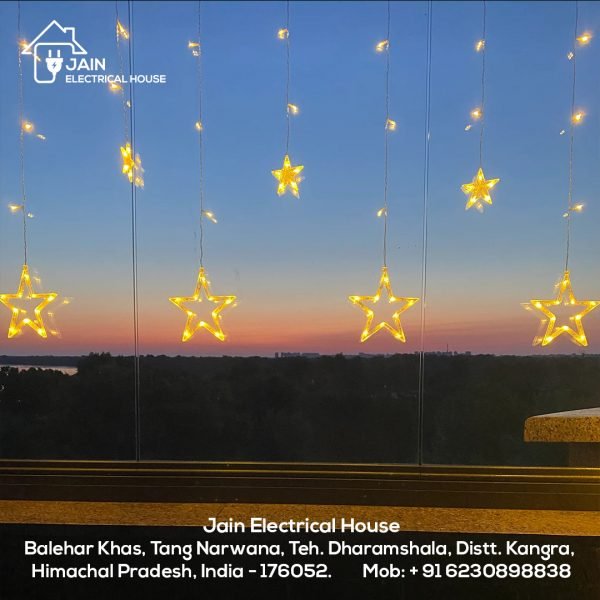 Decorative Festive Star Curtain LED Light (6+6 Star) | Decorative Lights for Diwali (Warm White)