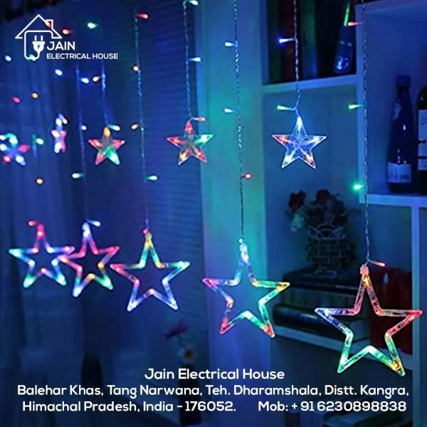 Decorative Festive Star Curtain LED Light Multicolor (6+6 Star) | Decorative Lights for Diwali