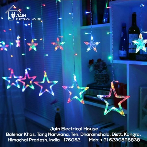 Decorative Festive Star Curtain LED Light Multicolor (6+6 Star) | Decorative Lights for Diwali