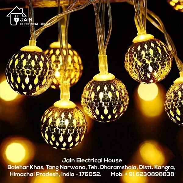 LED Moroccan Ball Golden Metal String Light (Warm White)