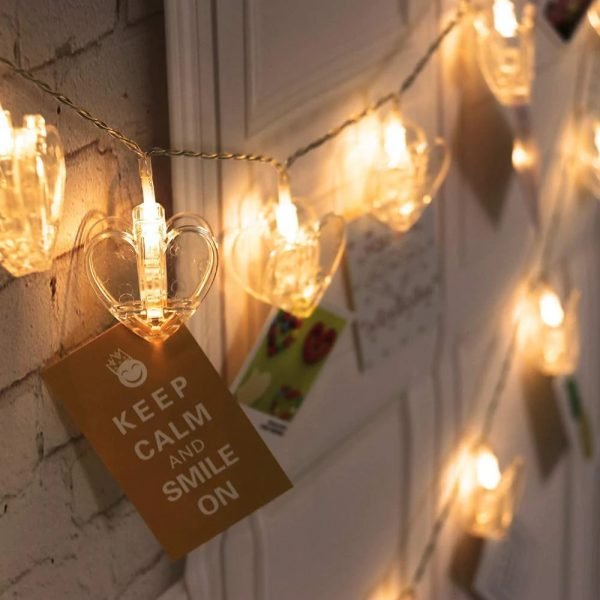 Heart Photo Clip String Light - White LED