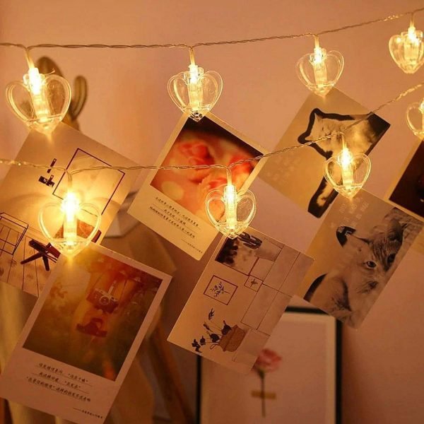 Heart Photo Clip String Light - White LED