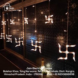 Swastik Curtain LED Light (6+6 Swastik) | Decorative Lights for Diwali (Warm White)