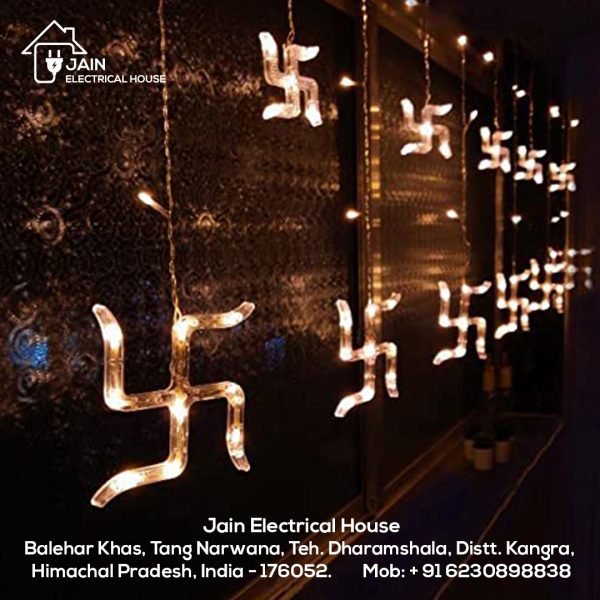 Swastik Curtain LED Light (6+6 Swastik) | Decorative Lights for Diwali (Warm White)