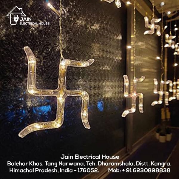 Swastik Curtain LED Light (6+6 Swastik) | Decorative Lights for Diwali (Warm White)