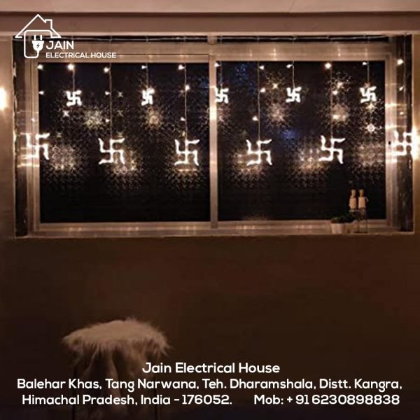 Swastik Curtain LED Light (6+6 Swastik) | Decorative Lights for Diwali (Warm White)