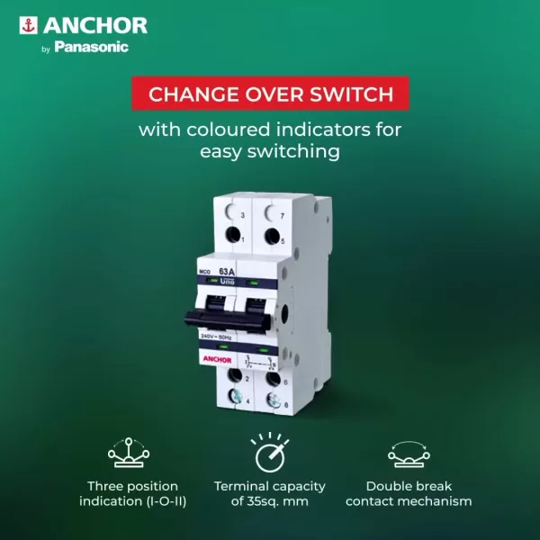 Anchor 63 Amp Changeover Switch - Uno DP (98084)